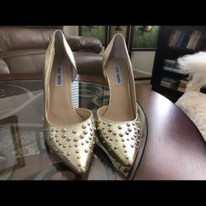 Steve Madden Gold Metallic Studded Heels